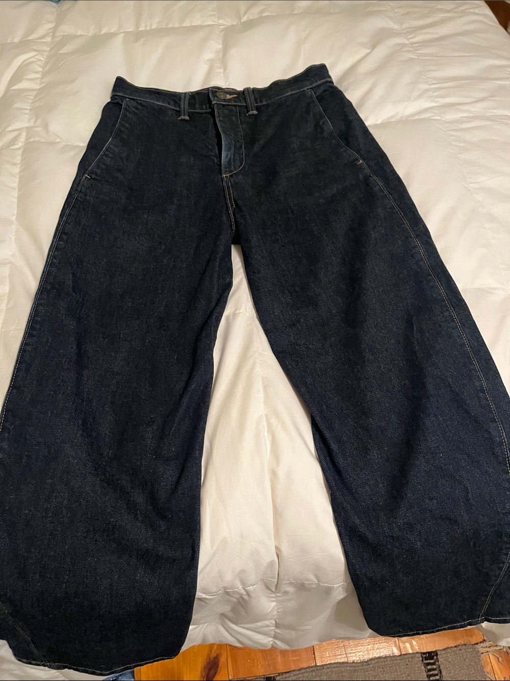 Vince Women's Dark Indigo Cropped Wide-Leg Jeans